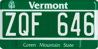 VT license plate ZQF646