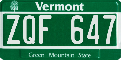 VT license plate ZQF647