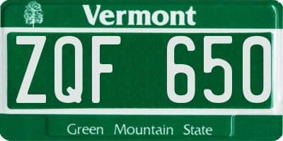 VT license plate ZQF650
