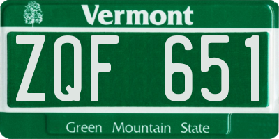 VT license plate ZQF651
