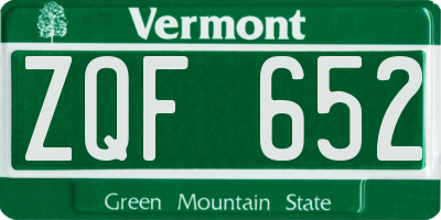 VT license plate ZQF652