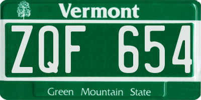 VT license plate ZQF654
