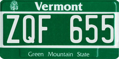 VT license plate ZQF655