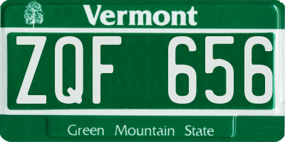 VT license plate ZQF656