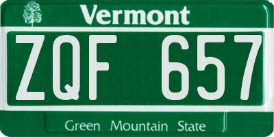 VT license plate ZQF657