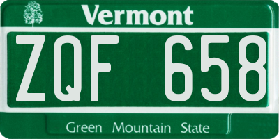 VT license plate ZQF658