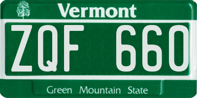 VT license plate ZQF660