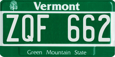 VT license plate ZQF662