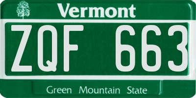 VT license plate ZQF663