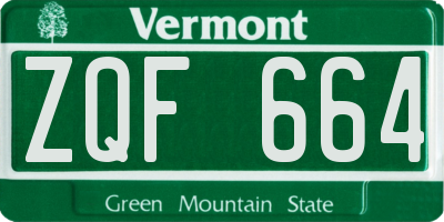 VT license plate ZQF664