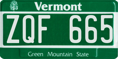 VT license plate ZQF665