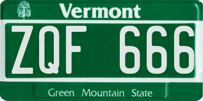 VT license plate ZQF666