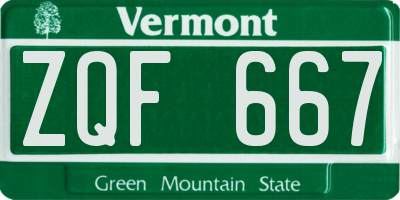 VT license plate ZQF667