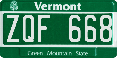 VT license plate ZQF668
