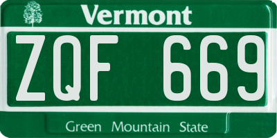 VT license plate ZQF669
