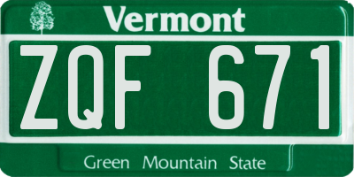 VT license plate ZQF671