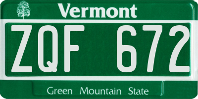VT license plate ZQF672