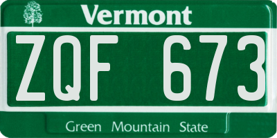 VT license plate ZQF673