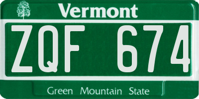 VT license plate ZQF674