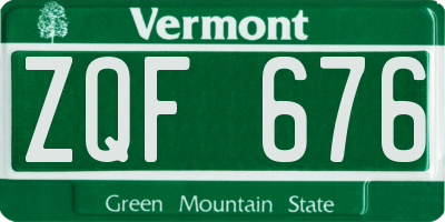 VT license plate ZQF676