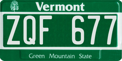 VT license plate ZQF677