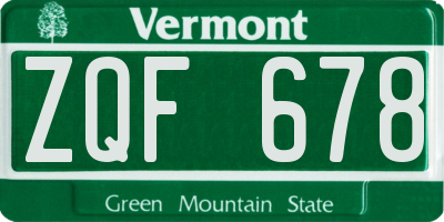 VT license plate ZQF678