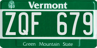 VT license plate ZQF679