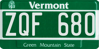 VT license plate ZQF680