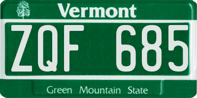VT license plate ZQF685