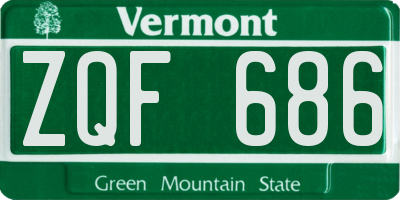 VT license plate ZQF686