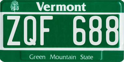 VT license plate ZQF688