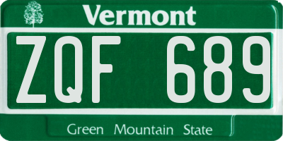 VT license plate ZQF689
