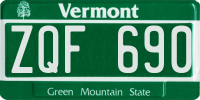VT license plate ZQF690