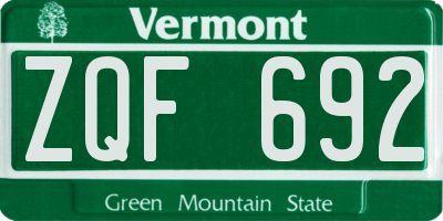 VT license plate ZQF692