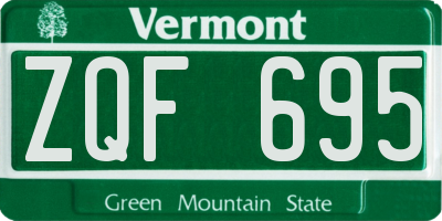 VT license plate ZQF695