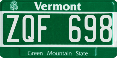 VT license plate ZQF698