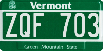 VT license plate ZQF703