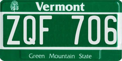 VT license plate ZQF706