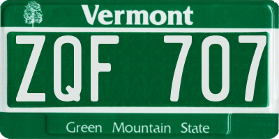 VT license plate ZQF707