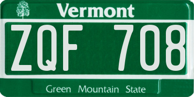 VT license plate ZQF708