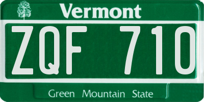 VT license plate ZQF710