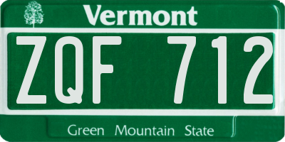 VT license plate ZQF712