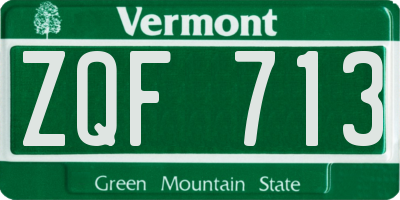 VT license plate ZQF713