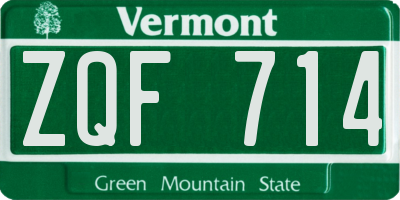 VT license plate ZQF714