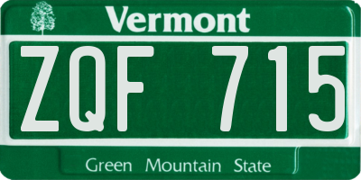 VT license plate ZQF715