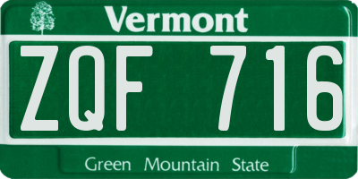 VT license plate ZQF716
