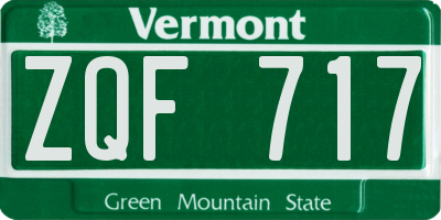VT license plate ZQF717