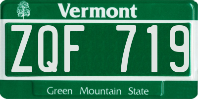 VT license plate ZQF719