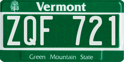 VT license plate ZQF721