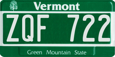 VT license plate ZQF722